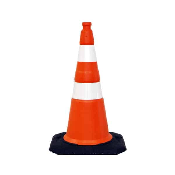 O cone obra é indicado para sinalização de tráfego urbano, rodoviário, estacionamentos, shoppings, hipermercados, postos de combustíveis, eventos e obras.